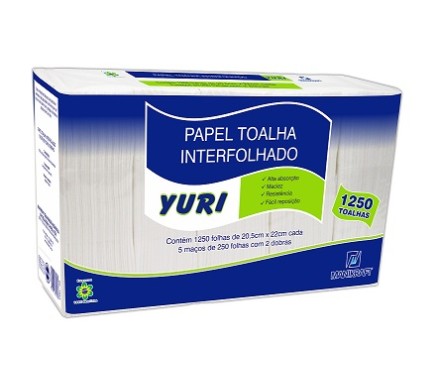 papel toalha yuri branco 2 dobras c/1250